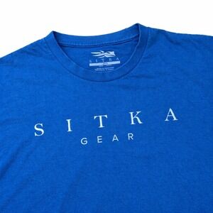Sitka Gear T-Shirt Mens Large Blue Organic Cotton Logo Graphic Outdoors Hunting